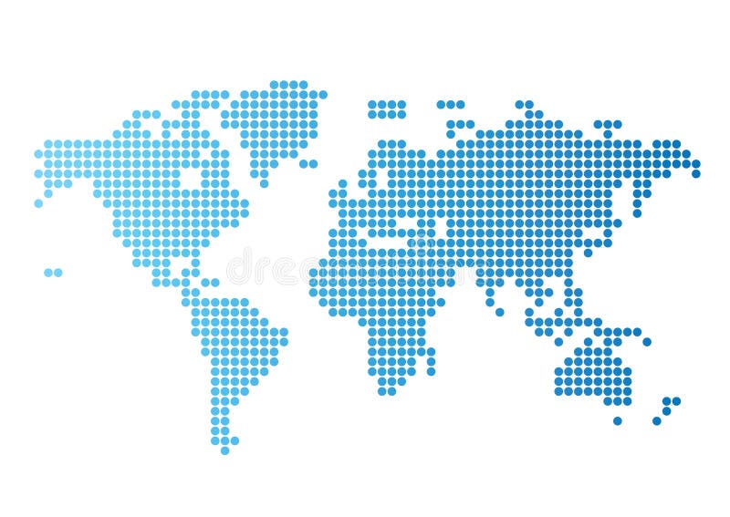 De kaart van de wereld van blauwe ronde punten