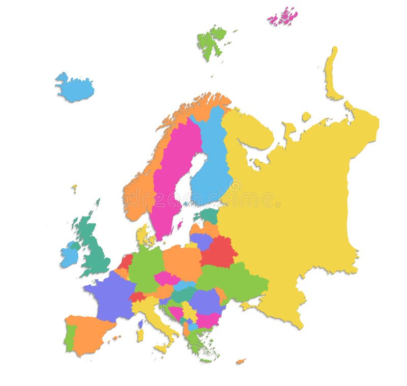 Europese Kaart Met Namen Van Afzonderlijke Staten In Blauw Flat - Design Blanco Vector Illustratie - Illustration Of Afdeling, Atlas: 212849372