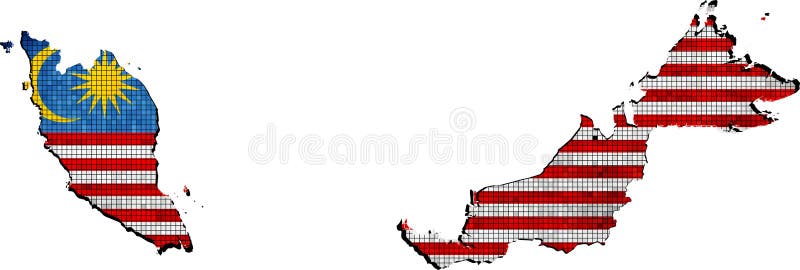 De kaart van Maleisië met binnen vlag vector illustratie De kaart van Maleisië met binnen vlag vector illustratie