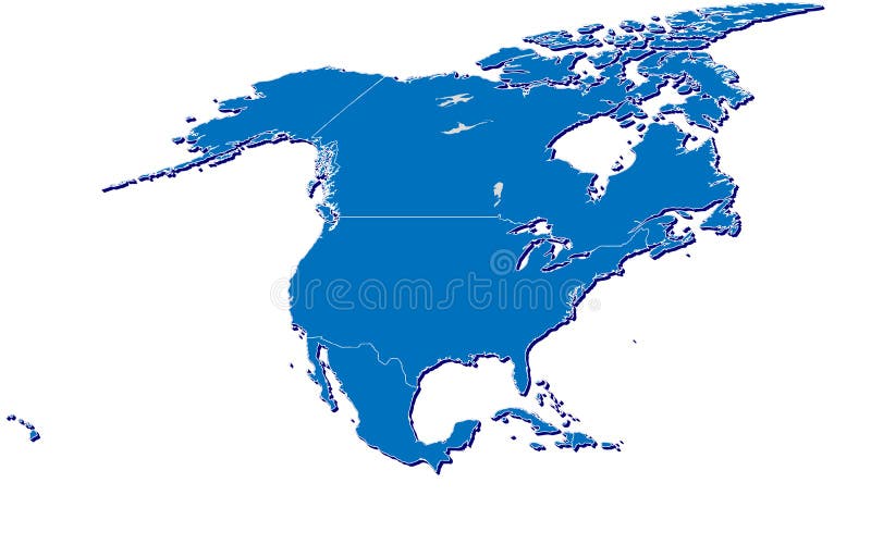 De kaart van Noord-Amerika in 3D vector illustratie De kaart van Noord-Amerika in 3D vector illustratie