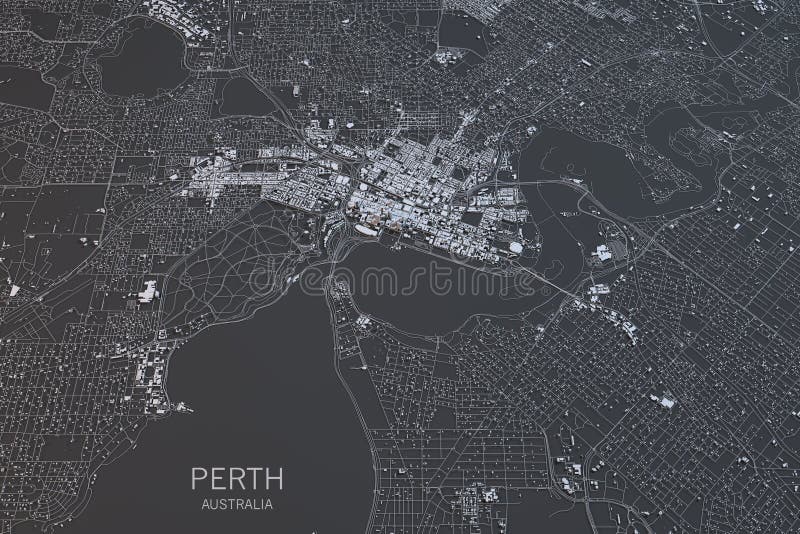 De kaart van Perth, satellietmening, stad, Australië stock illustratie De kaart van Perth, satellietmening, stad, Australië stock illustratie