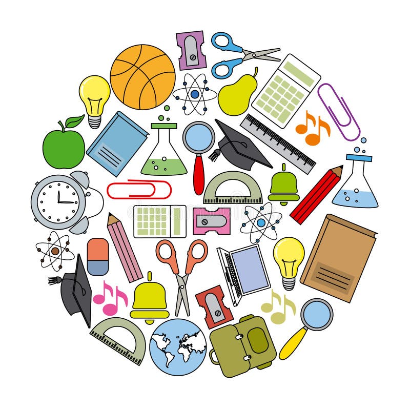 De kaart van schoolpictogrammen vector illustratie De kaart van schoolpictogrammen vector illustratie
