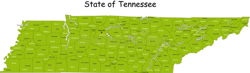 De kaart van Tennessee stock illustratie De kaart van Tennessee stock illustratie