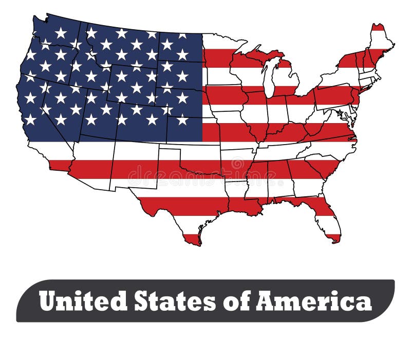 De Kaart van de Verenigde Staten van Amerika en de vlag-Vector van de Verenigde Staten van Amerika stock illustratie De Kaart van de Verenigde Staten van Amerika en de vlag-Vector van de Verenigde Staten van Amerika stock illustratie