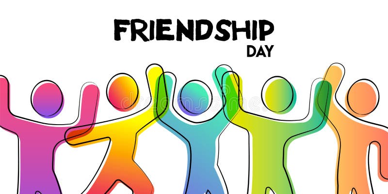De kaart van de vriendschapsdag van kleurrijke vriendengroep