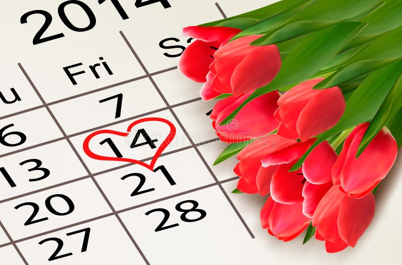 De Kalender van de valentijnskaartendag. 14 februari van het Dal van Heilige