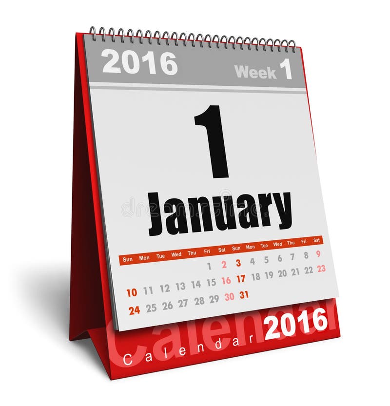 Voorschrijven Autonoom slaaf De Kalender Van Januari 2016 Stock Illustratie - Illustration of  administratie, voorwerp: 63727032