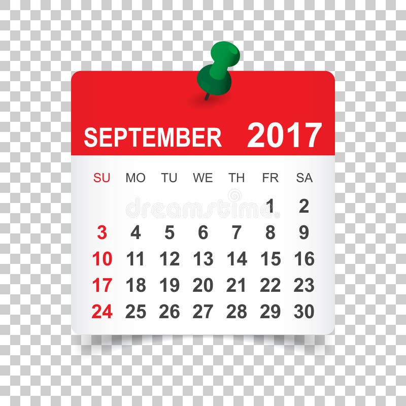 De kalender van september 2017 royalty-vrije illustratie De kalender van september 2017 royalty-vrije illustratie