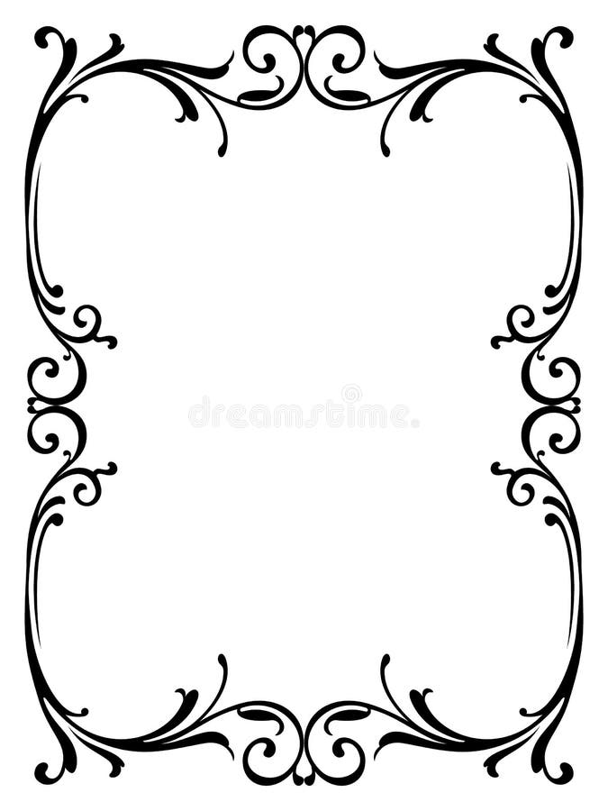 De kalligrafie krullende barokke frame van de kalligrafie zwarte
