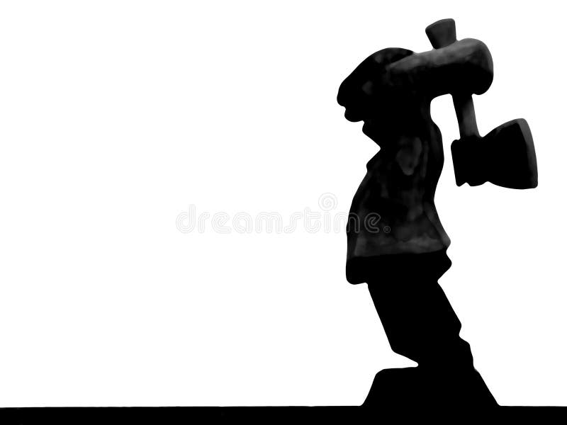 Silhouette of wood-chopper carving. Silhouette of wood-chopper carving