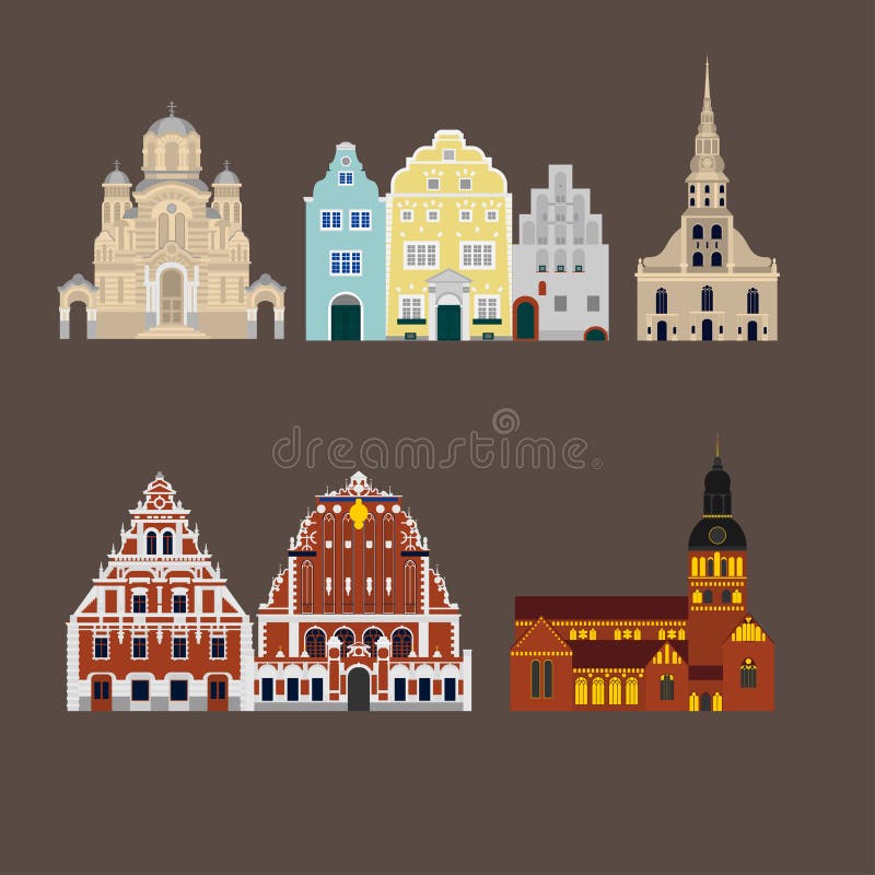De Kathedraal van Riga, Geboorte van Christus van de Kathedraal van Christus, Huis van de Meeëters, St Peter ` s Kerk de beziensw royalty-vrije illustratie De Kathedraal van Riga, Geboorte van Christus van de Kathedraal van Christus, Huis van de Meeëters, St Peter ` s Kerk de beziensw royalty-vrije illustratie