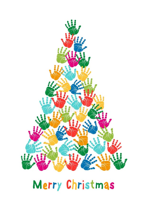 De Kerstboom van de handdruk, vector royalty-vrije illustratie De Kerstboom van de handdruk, vector royalty-vrije illustratie