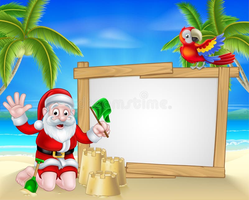De Kerstman van strandkerstmis stock illustratie De Kerstman van strandkerstmis stock illustratie