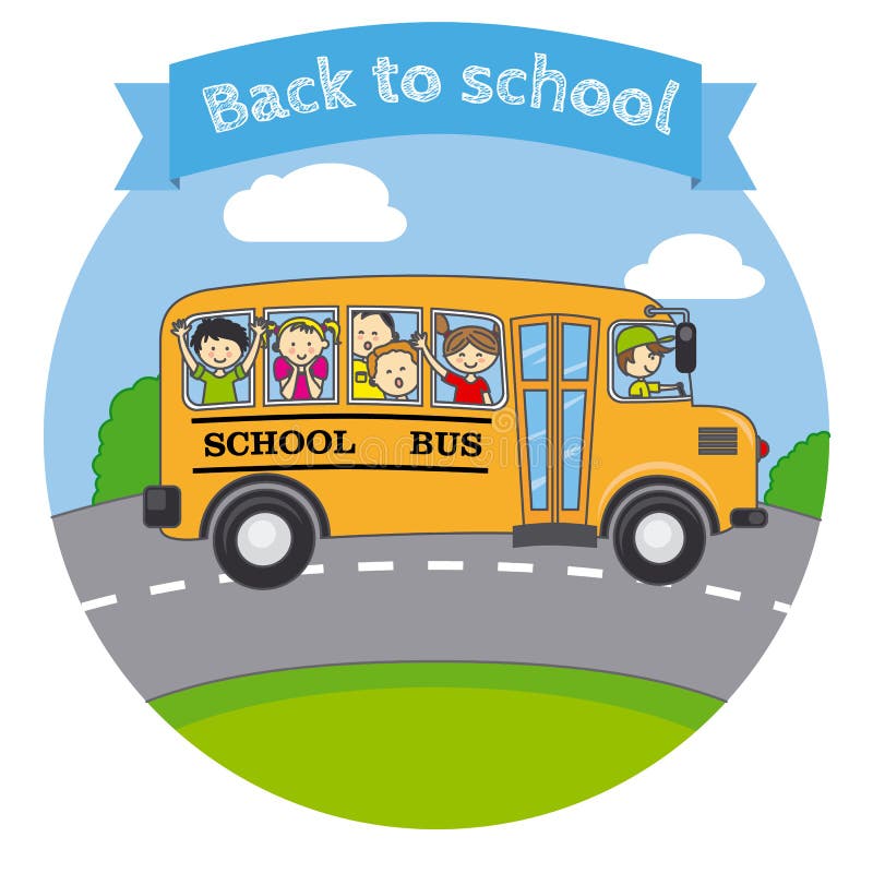 De kinderen in een school vervoeren per bus vector illustratie De kinderen in een school vervoeren per bus vector illustratie