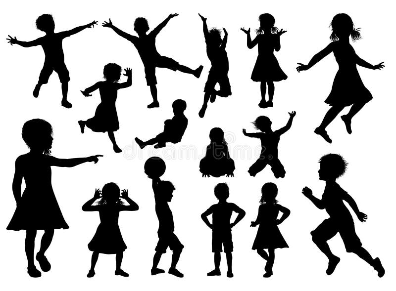 De kinderen silhouetteren Reeks stock illustratie De kinderen silhouetteren Reeks stock illustratie
