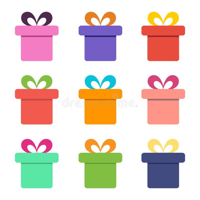 De kleurrijke pictogrammen van de giftdoos Vector illustratie vector illustratie De kleurrijke pictogrammen van de giftdoos Vector illustratie vector illustratie