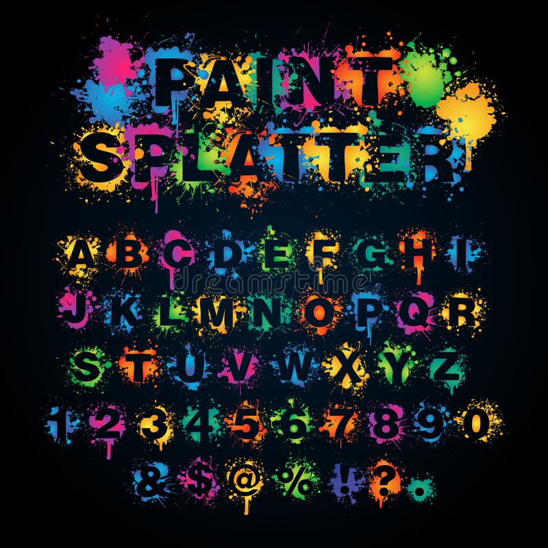 De kleurrijke verf ploetert alfabet