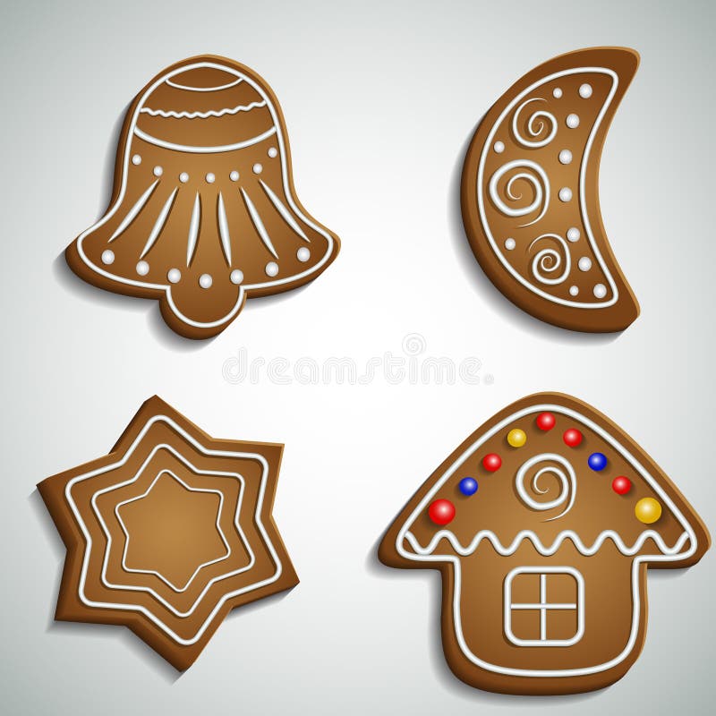 De klok half maan en huis van het gemberbrood royalty-vrije illustratie De klok half maan en huis van het gemberbrood royalty-vrije illustratie