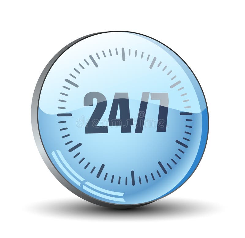 24/7 de knooppictogram van de dienstverstrekking royalty-vrije illustratie 24/7 de knooppictogram van de dienstverstrekking royalty-vrije illustratie