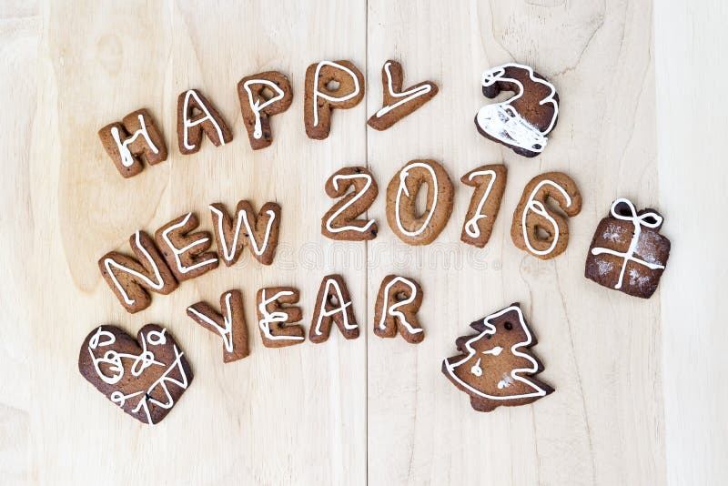 De koekjes van Kerstmis Gelukkig Nieuwjaar 2016 stock fotografie De koekjes van Kerstmis Gelukkig Nieuwjaar 2016 stock fotografie