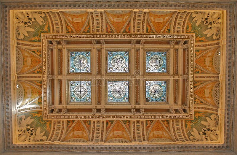 De Koepel van het gebrandschilderd glas, Bibliotheek royalty-vrije stock fotografie De Koepel van het gebrandschilderd glas, Bibliotheek royalty-vrije stock fotografie