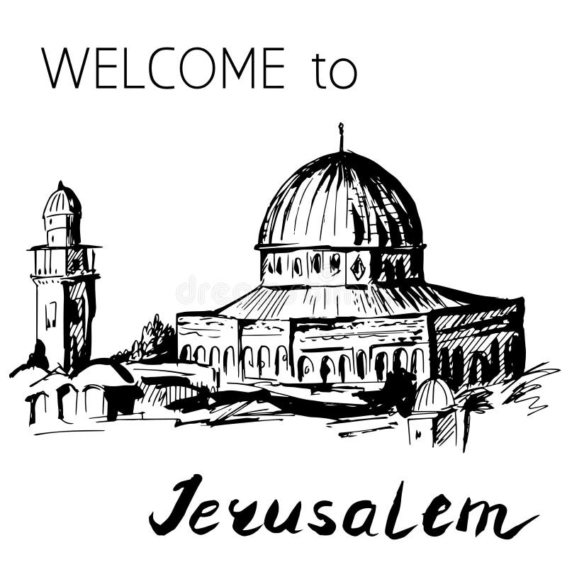De koepel van Rotstempel zet Jeruzalem op royalty-vrije illustratie De koepel van Rotstempel zet Jeruzalem op royalty-vrije illustratie