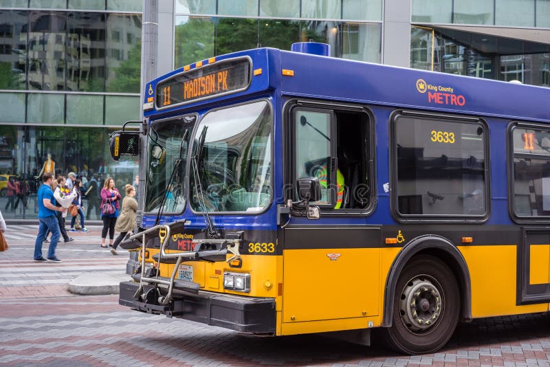 De Koning County Metro Bus van Seattle stock foto De Koning County Metro Bus van Seattle stock foto