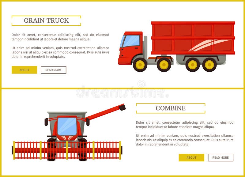De korrelvrachtwagen en combineert Vastgestelde Vectorillustratie vector illustratie De korrelvrachtwagen en combineert Vastgestelde Vectorillustratie vector illustratie