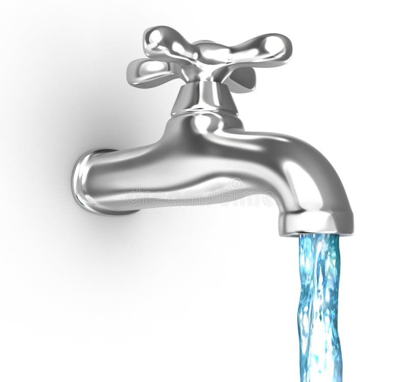 De kraan van het chroom met een waterstroom vector illustratie De kraan van het chroom met een waterstroom vector illustratie