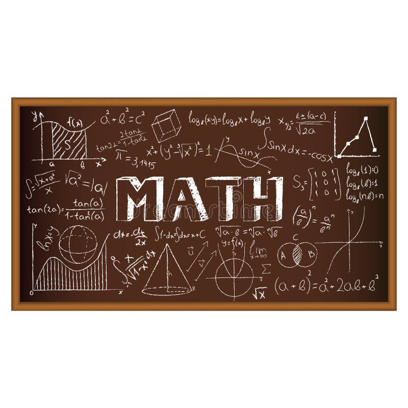 De krabbel van de schoolraad met formules en grafieken vector illustratie De krabbel van de schoolraad met formules en grafieken vector illustratie