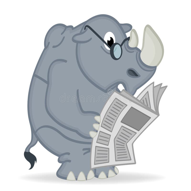 Neushoorn leest krant royalty-vrije illustratie