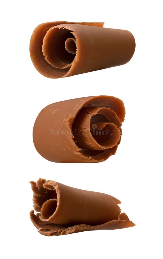 De Krullen van de chocolade die op een witte backgroun worden geïsoleerdl