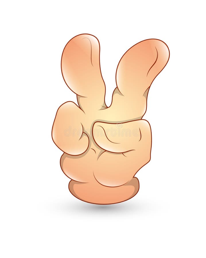 De Hand van het beeldverhaal - Twee Vingers omhoog - VectorIllustratie royalty-vrije illustratie De Hand van het beeldverhaal - Twee Vingers omhoog - VectorIllustratie royalty-vrije illustratie