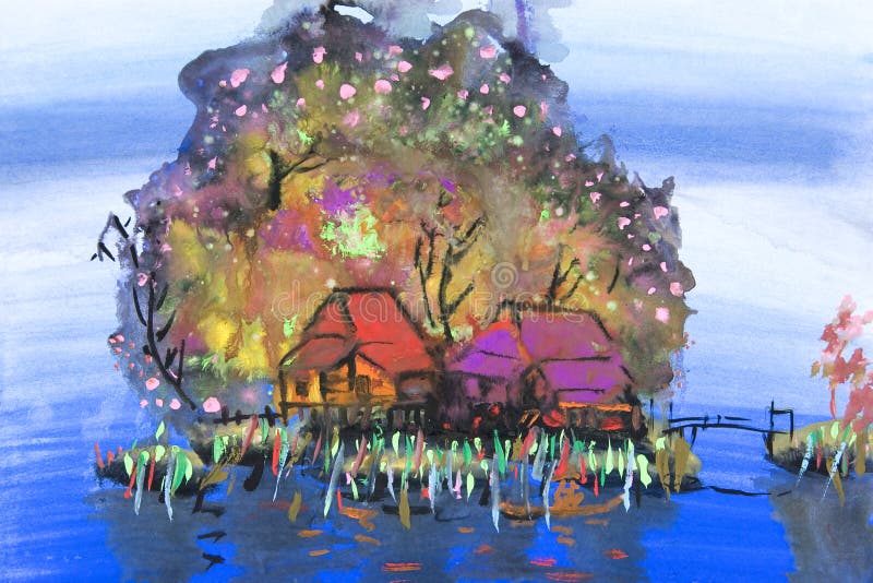 De Kunst van kinderen - het Huis van de Rivier royalty-vrije illustratie De Kunst van kinderen - het Huis van de Rivier royalty-vrije illustratie