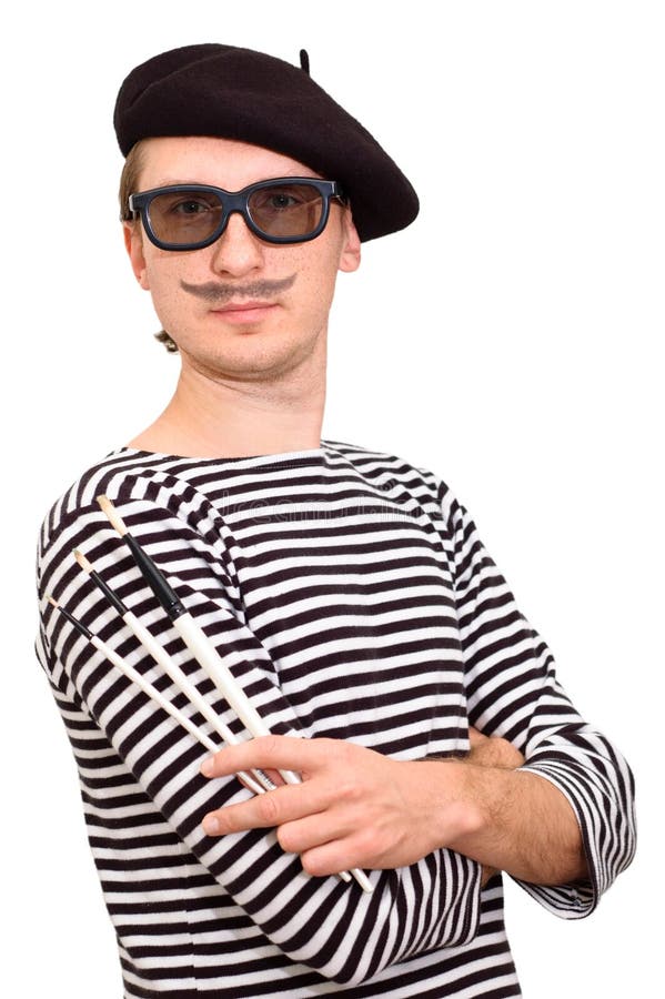 De kunstenaar met Baret en Borstels stock fotografie De kunstenaar met Baret en Borstels stock fotografie