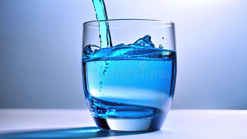 De l'eau douce pure est versée dans le closeup en verre banque de vidéos