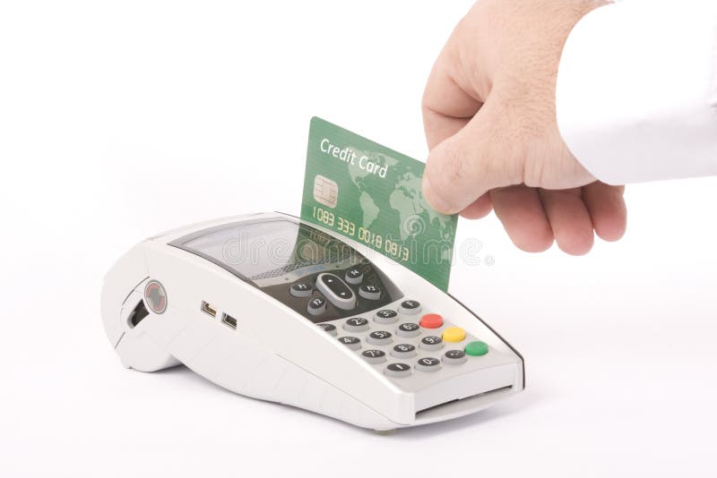 De la tarjeta de crédito verde y máquina fotografía de archivo libre de regalías De la tarjeta de crédito verde y máquina fotografía de archivo libre de regalías