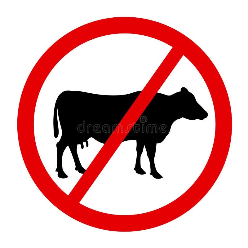 Cow, cattle, livestock and beef meat is forbidden, banned and avoided after interdiction and ban. Vector illustration. Cow, cattle, livestock and beef meat is forbidden, banned and avoided after interdiction and ban. Vector illustration.