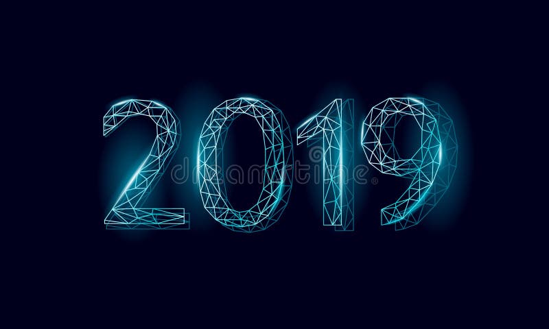 De lage poly 3D van het de datumaantal van 2019 kaart van de de vakantiegroet Gelukkige de hemelzwarte van de Nieuwjaar zilveren stock illustratie De lage poly 3D van het de datumaantal van 2019 kaart van de de vakantiegroet Gelukkige de hemelzwarte van de Nieuwjaar zilveren stock illustratie