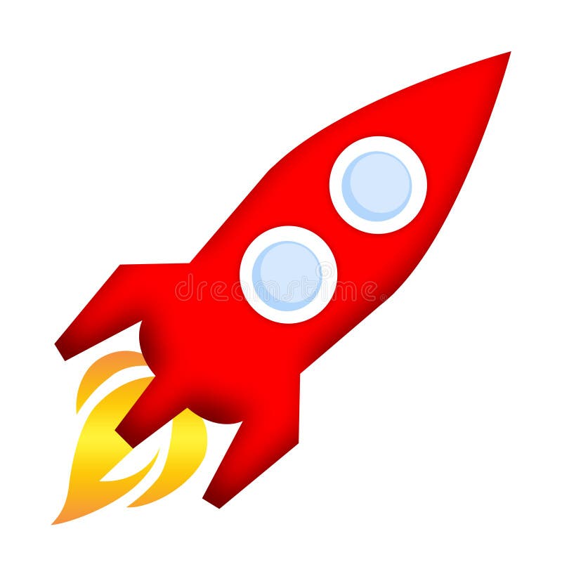 Red rocket launch illustration isolated over white background. Red rocket launch illustration isolated over white background