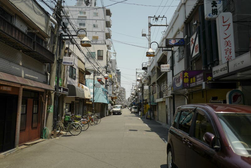 De landschapsmening van de straat Osaka is een aangewezen stad in het Kansai gebied van Japan En Osaka zal Expo 2025 ontvangen stock afbeeldingen De landschapsmening van de straat Osaka is een aangewezen stad in het Kansai gebied van Japan En Osaka zal Expo 2025 ontvangen stock afbeeldingen
