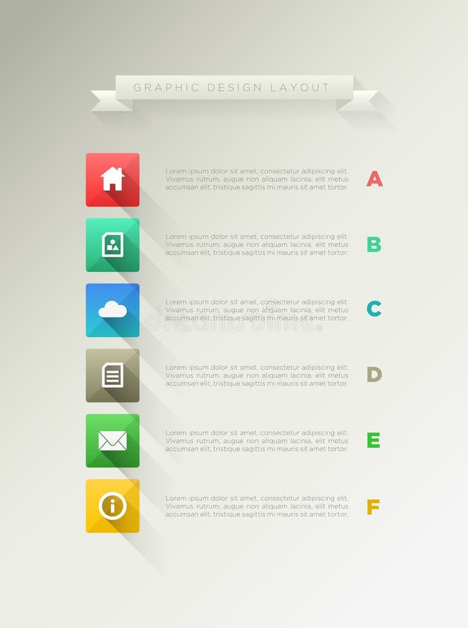 Page design layout with flat long shadow icon. Page design layout with flat long shadow icon.