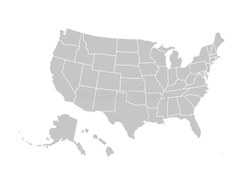 De lege gelijkaardige die kaart van de V.S. op witte achtergrond wordt geïsoleerd Het land van de Verenigde Staten van Amerika Ve