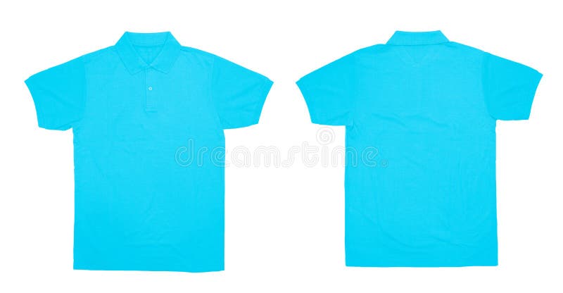 De lege van de de kleurenhemel van het Polooverhemd blauwe voor en achtermening stock foto De lege van de de kleurenhemel van het Polooverhemd blauwe voor en achtermening stock foto