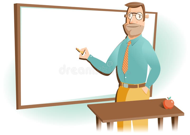 De leraar van de school met whiteboard stock illustratie De leraar van de school met whiteboard stock illustratie