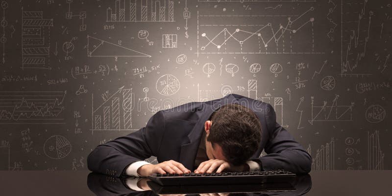 Elegant teacher fell asleep at his workplace with full draw blackboard conceptn. Elegant teacher fell asleep at his workplace with full draw blackboard conceptn