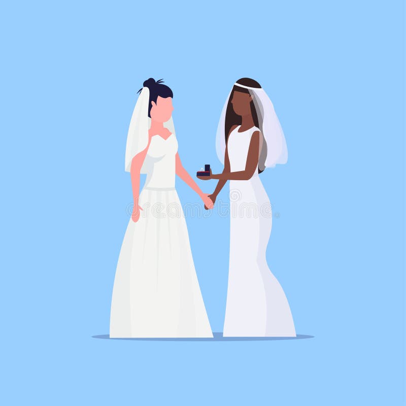 De lesbische bruiden koppelen zelfde het huwelijksconcept twee van de geslachts gelukkig gehuwd homoseksueel familie de meisjes d royalty-vrije illustratie De lesbische bruiden koppelen zelfde het huwelijksconcept twee van de geslachts gelukkig gehuwd homoseksueel familie de meisjes d royalty-vrije illustratie