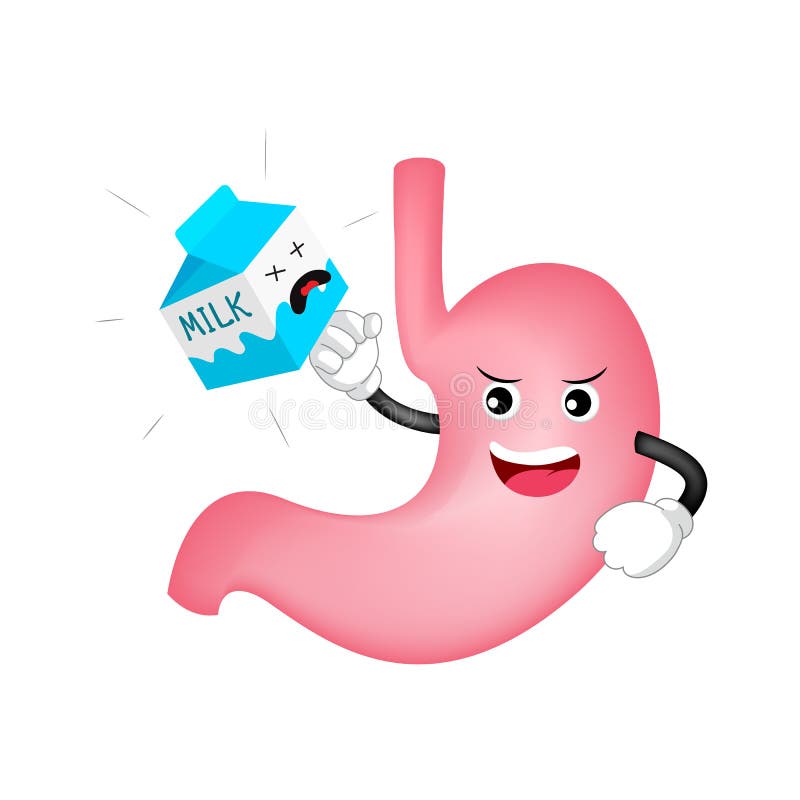 De leuke doos van het het karakterponsen van de beeldverhaalmaag melk stock illustratie