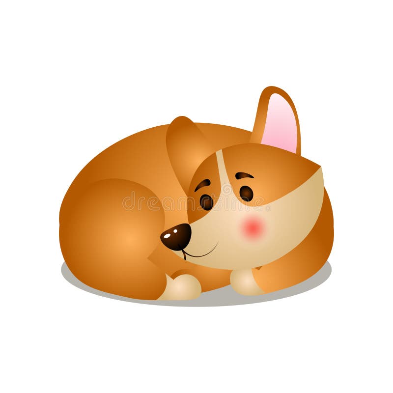 De leuke slaap van de corgihond in ruimtehoek in cirkel stock illustratie De leuke slaap van de corgihond in ruimtehoek in cirkel stock illustratie