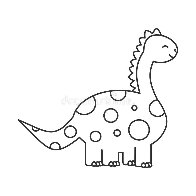 De leuke vectorillustratie van de beeldverhaal grappige zwart-witte dinosaurus voor het kleuren art. royalty-vrije illustratie De leuke vectorillustratie van de beeldverhaal grappige zwart-witte dinosaurus voor het kleuren art. royalty-vrije illustratie